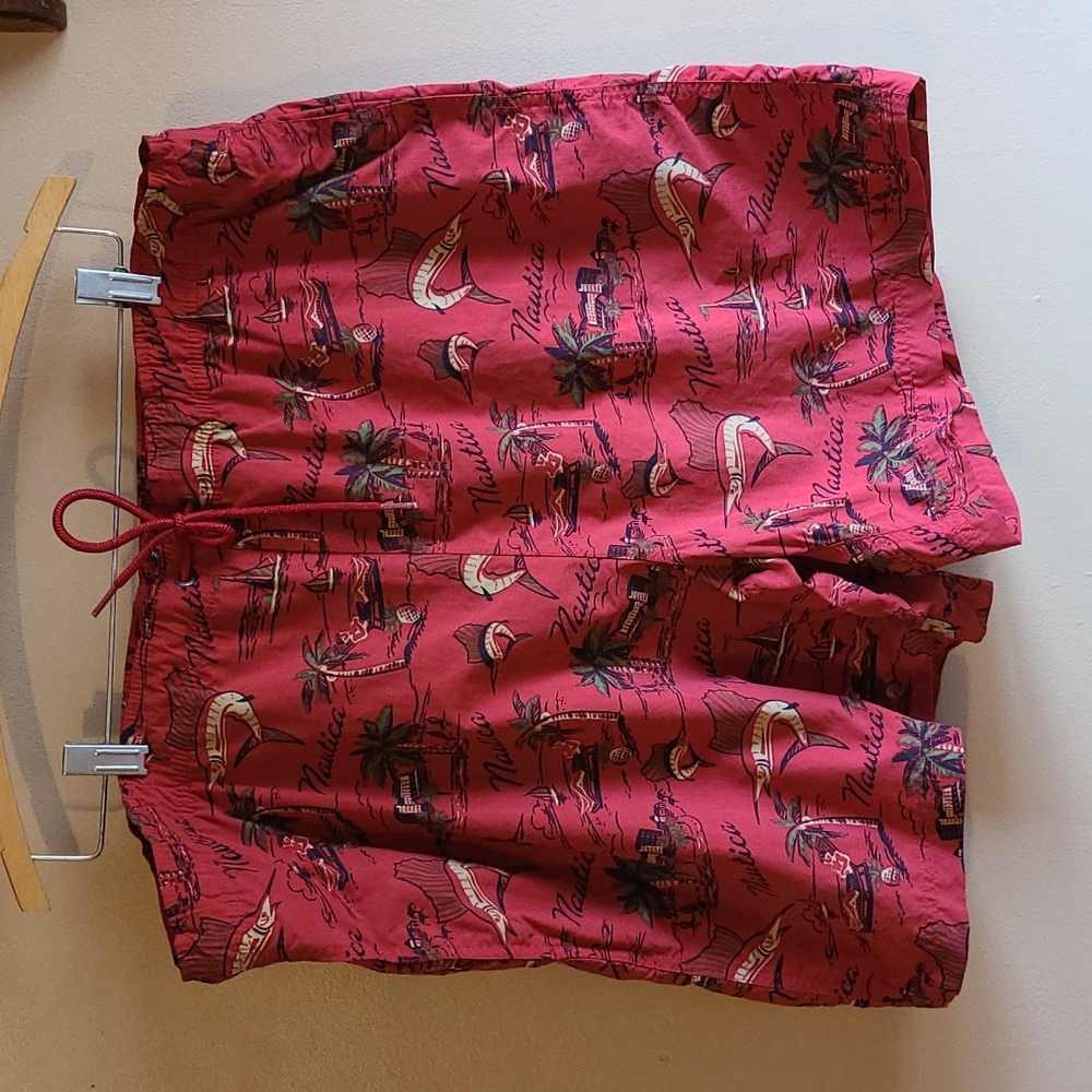 Nautica red nautical fish bathing suit size Large